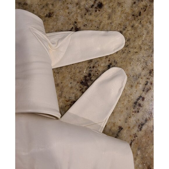 Vintage Women Size M 7 Off-White Soft Kid Leather Formal 8" Gloves Pearly Button - Picture 10 of 14